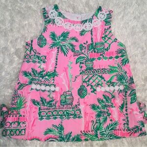 Lilly Pulitzer Shift dress with appliqué  neckline 6-12 months no bloomers